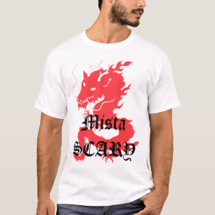 Camiseta T-shirt vermelho ASSUSTADOR do logotipo do preto