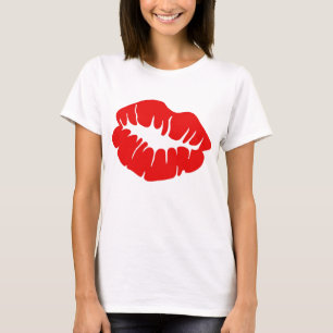 Camiseta T-shirt vermelho das senhoras dos lábios