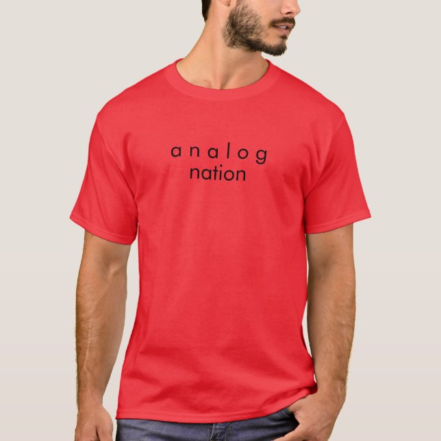 Camiseta T-Shirt Vermelho de Áudio de Nação Analógica (Frente)