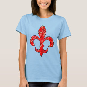 Camiseta T-shirt vermelho do Bandana da flor de lis