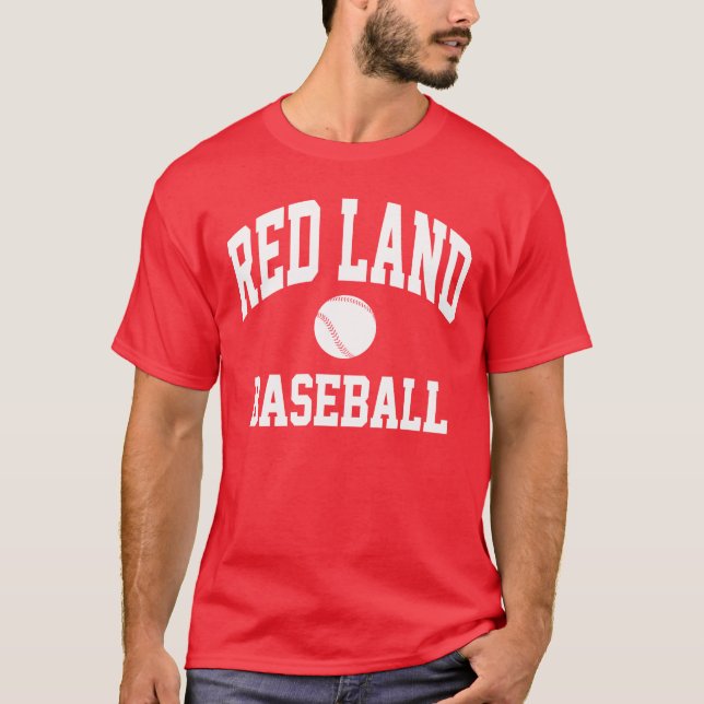 Camiseta T-shirt vermelho do basebol da terra (Frente)