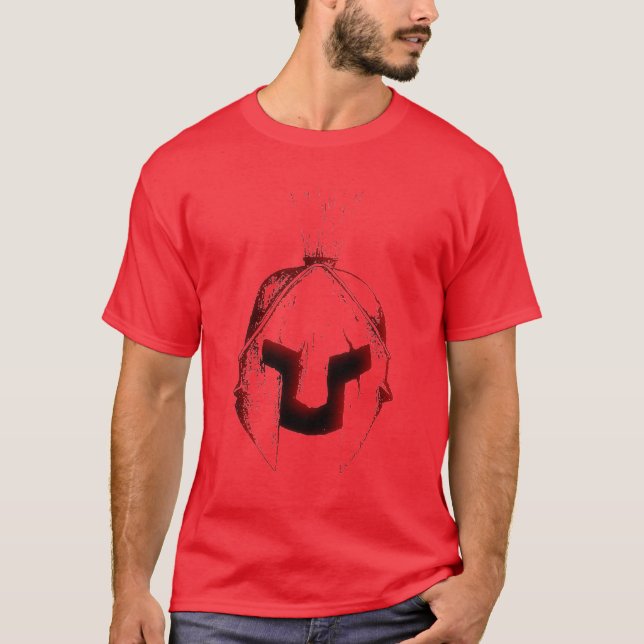 Camiseta T-shirt vermelho do capacete de SPARTANWARE (Frente)