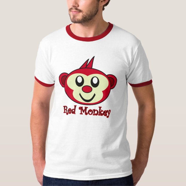 Camiseta T-shirt vermelho do macaco (Frente)