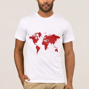 Camiseta T-shirt vermelho do mapa do mundo