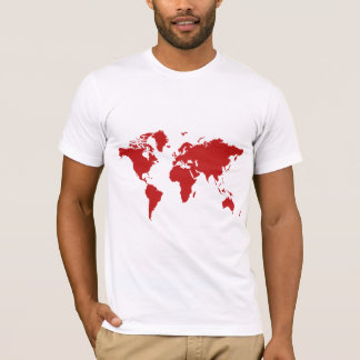 Camiseta T-shirt vermelho do mapa do mundo