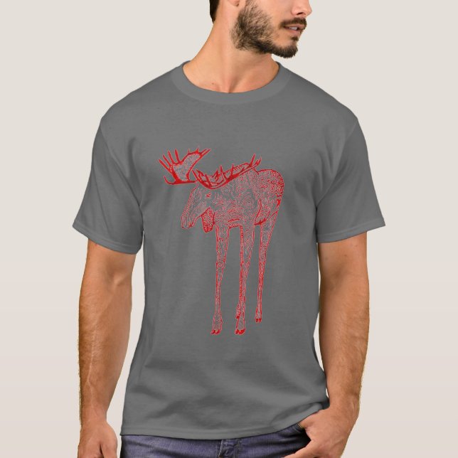 Camiseta t-shirt vermelho dos alces (Frente)