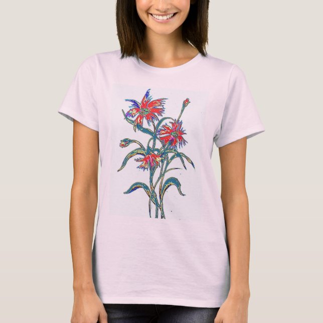 Camiseta T-shirt vermelho dos Cornflowers (Frente)