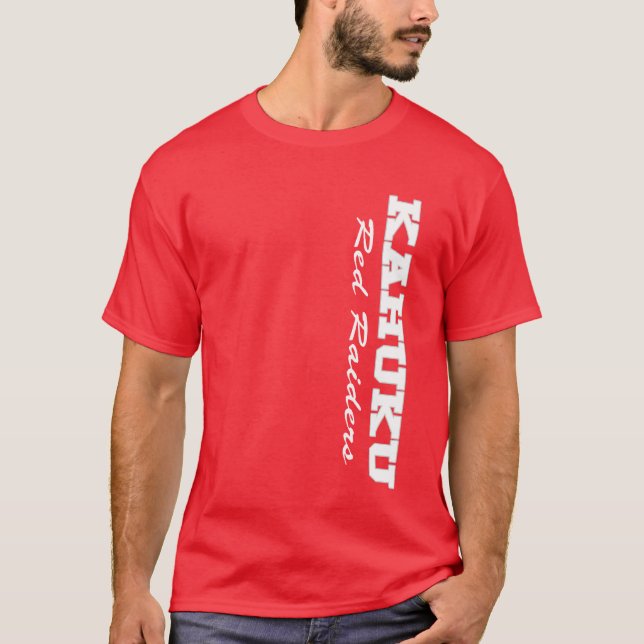 Camiseta T-shirt vermelho dos incursores de Kahuku (Frente)