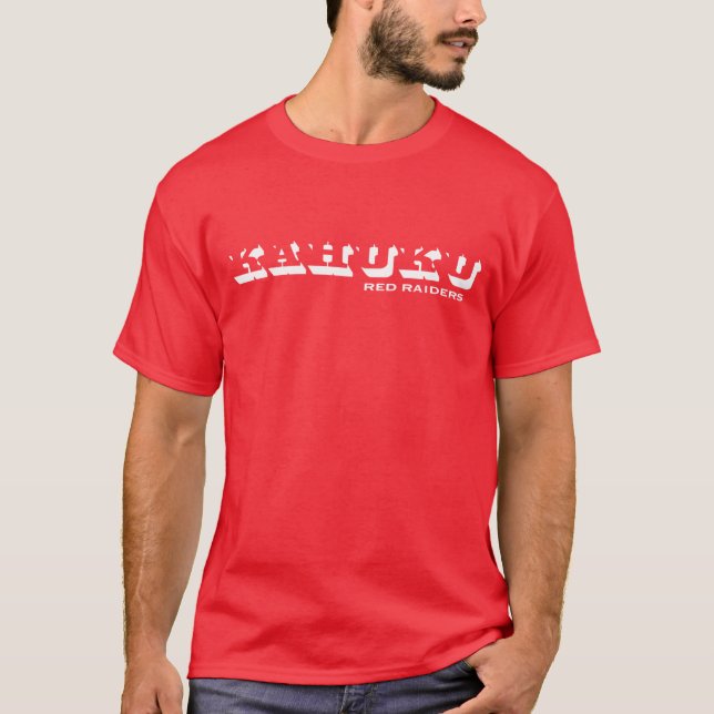 Camiseta T-shirt vermelho dos incursores de Kahuku (Frente)