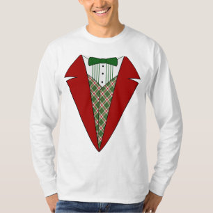 Camiseta T-shirt, vermelho e verde do smoking do Natal
