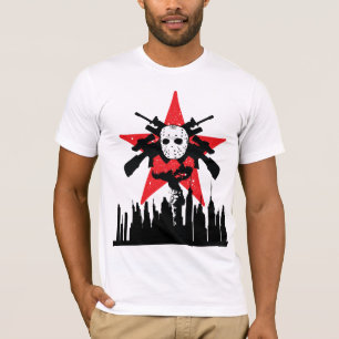 Camiseta T-shirt vermelhos do assassino da máscara de esqu