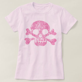 Camiseta T-Shirt Vestido Cor-de-rosa e Crossbones