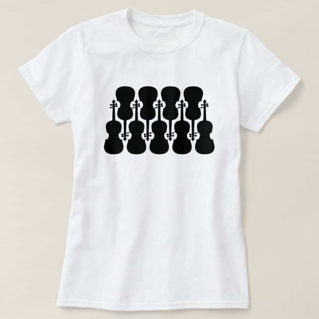 Camiseta T-Shirt Violino Negro e Branco (Frente do Design)