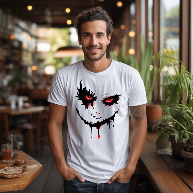 Camiseta T-shirt Visage Sombre aux Yeux Enflammés (Criador carregado)