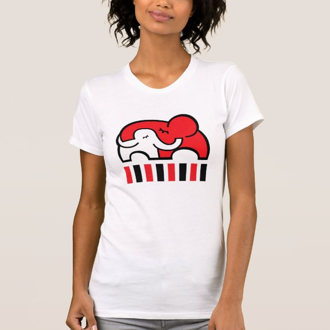 Camiseta T-shirt visual infantil do abraço do elefante da (Frente)
