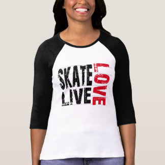 Camiseta T-shirt vivo do amor do skate das mulheres