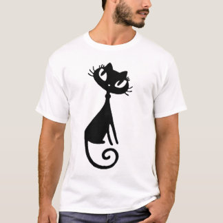 Camiseta T-shirt VIVO do edun do borracho do gato preto
