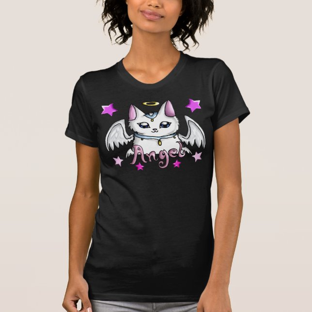 Camiseta T-SHIRT voado do gatinho (Frente)