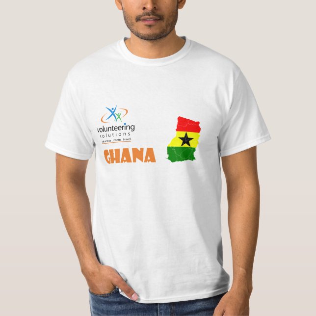 Camiseta T-shirt voluntário de Ghana - oferecendo soluções (Frente)