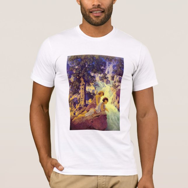 Camiseta T-Shirt: Waterfall - por Maxfield Parrish (Frente)