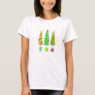 Camiseta T Shirt - Whimsical Christmas Trees