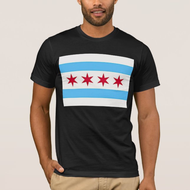 Camiseta T Shirt with Flag of Chicago, EUA (Frente)