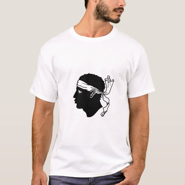 Camiseta T Shirt with Flag of Corsica Island, França (Frente)