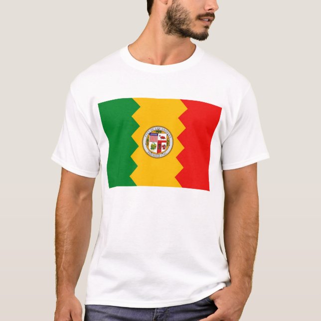 Camiseta T Shirt with Flag of Los Angeles, Califórnia, EUA (Frente)