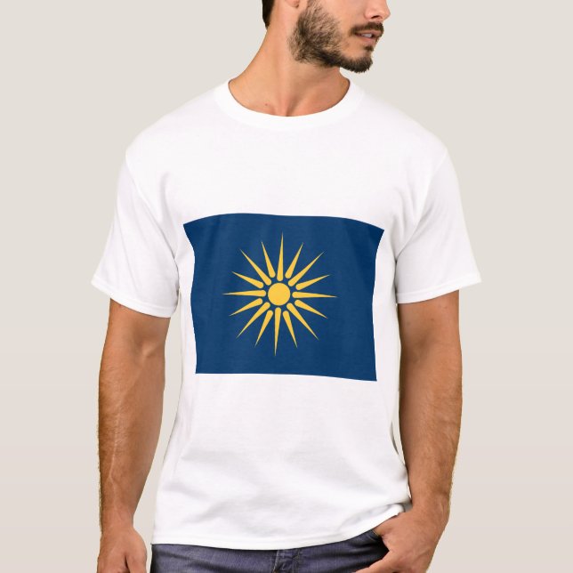 Camiseta T Shirt with Flag of Macedonia, Greece (Frente)