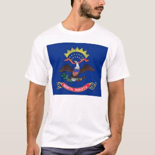 Camiseta T Shirt with Flag of North Dakota State USA