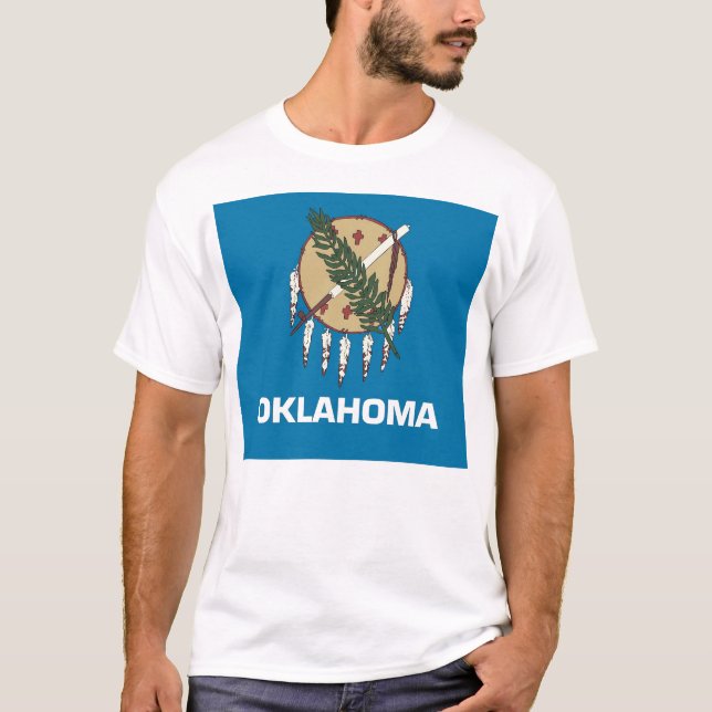 Camiseta T Shirt with Flag of Oklahoma State USA (Frente)