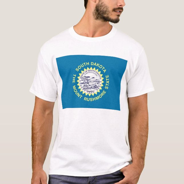Camiseta T Shirt with Flag of South Dakota State USA (Frente)