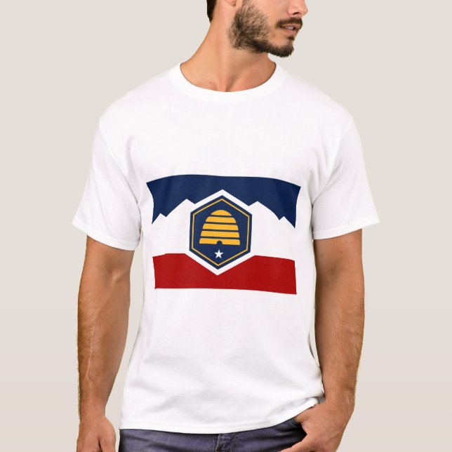 Camiseta T Shirt with Flag of Utah, USA (Frente)