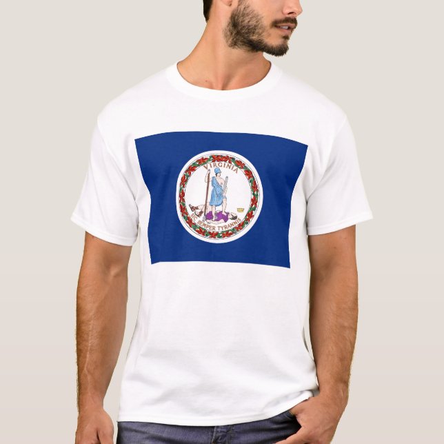 Camiseta T Shirt with Flag of Virginia State USA (Frente)