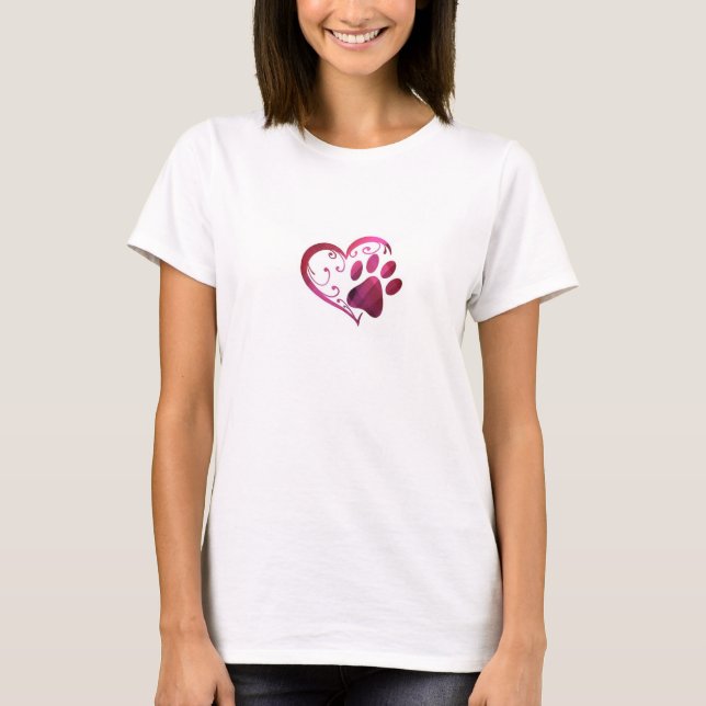 Camiseta T Shirt with Heart with Paw Print (Frente)