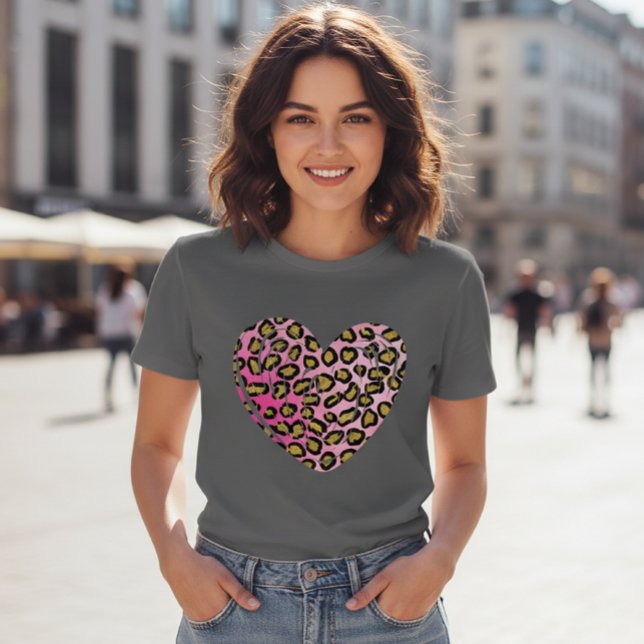 Camiseta T-shirt with pink leopard heart (Criador carregado)
