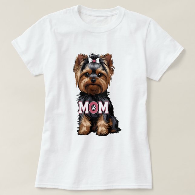 Camiseta T-Shirt Yorkie Mom (Frente do Design)