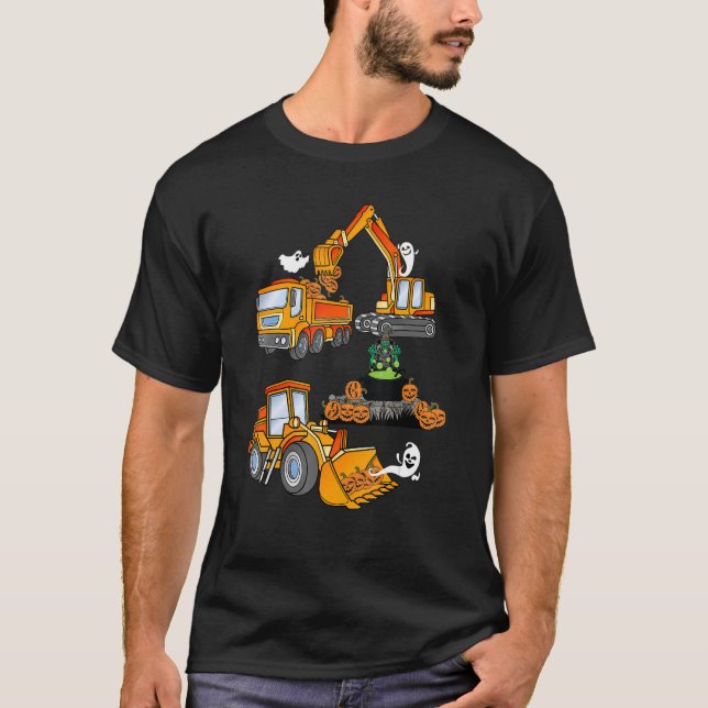 Camiseta T-ShirtConstruction Site Vehicle Halloween Spooky (Frente)