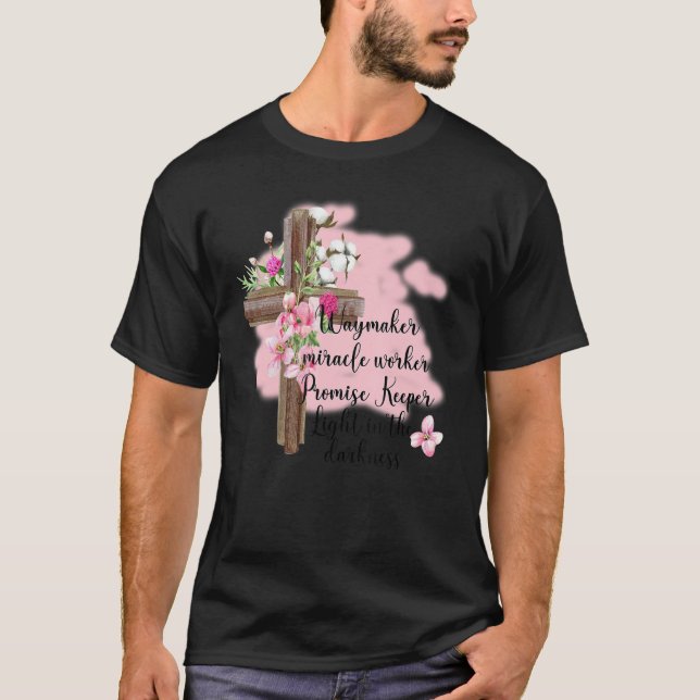 Camiseta T-ShirtFloral Jesus Cross Waymaker Milagre (Frente)