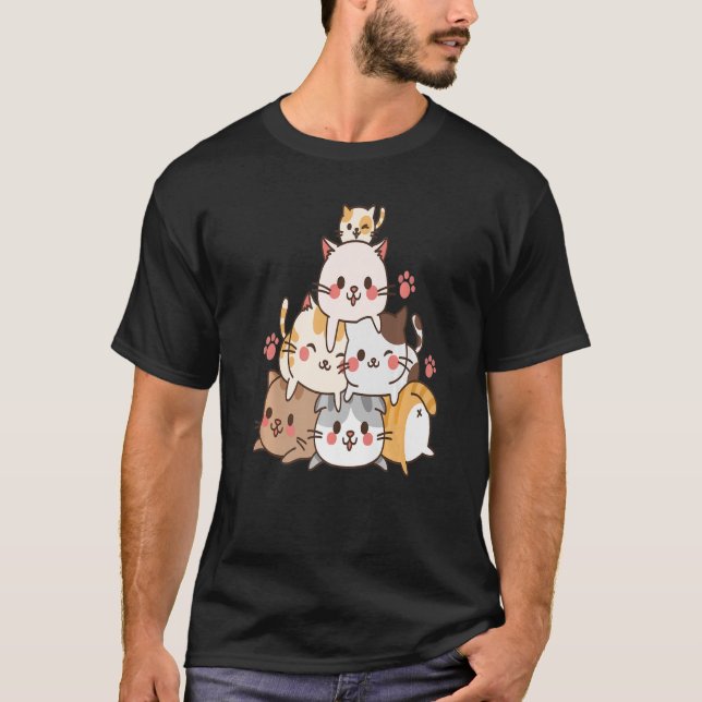 Camiseta T-Shirtgie Little Cats tocando Muro de Construção  (Frente)