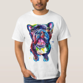 Camiseta T-shirts  Bouledogue Français - Motif Aquarelle