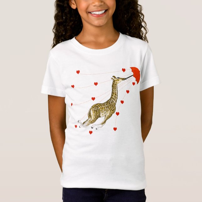 Camiseta T-shirts brancas de girafa vermelha (Frente)