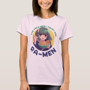 Camiseta T-shirts clássicas de anime Ramen engraçado