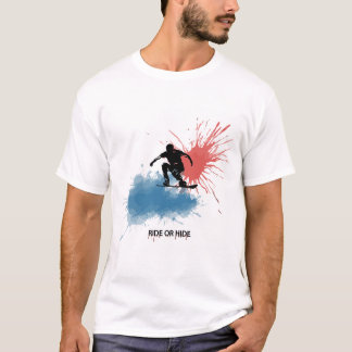 Camiseta T-shirts com um homem a saltar num snowboard.