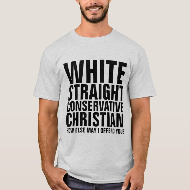 Camiseta T-Shirts CRISTÃS CONSERVADORAS DE HETERO BRANCO (Frente)
