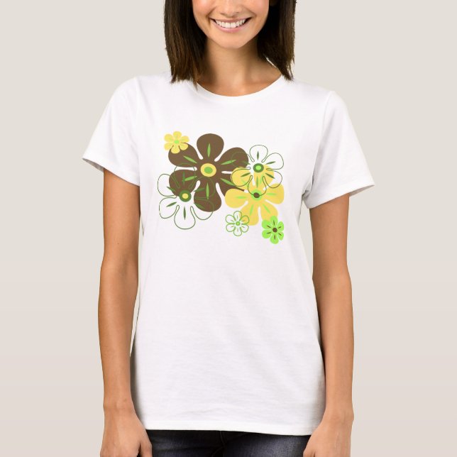 Camiseta T-Shirts de Gal Tropical de Chuva Flor (Frente)