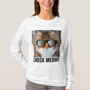 Camiseta T-shirts de gato engraçadas, CHECK MEOWT