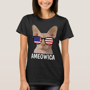 Camiseta T-shirts de gatos patrióticos, Sphynx, AMEOWICA