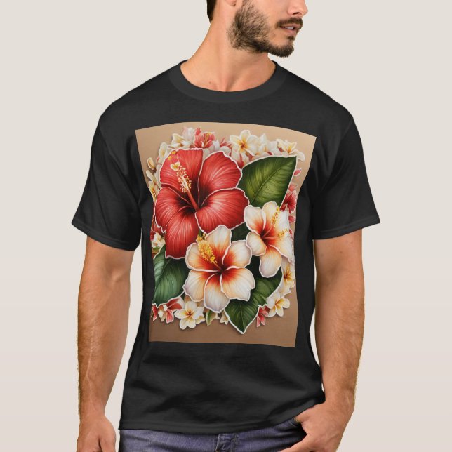 Camiseta T-Shirts de Impressão Floral Elegante (Frente)