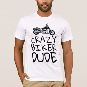 Camiseta T-shirts de motocicleta masculina, "CRAZY BIKER DU